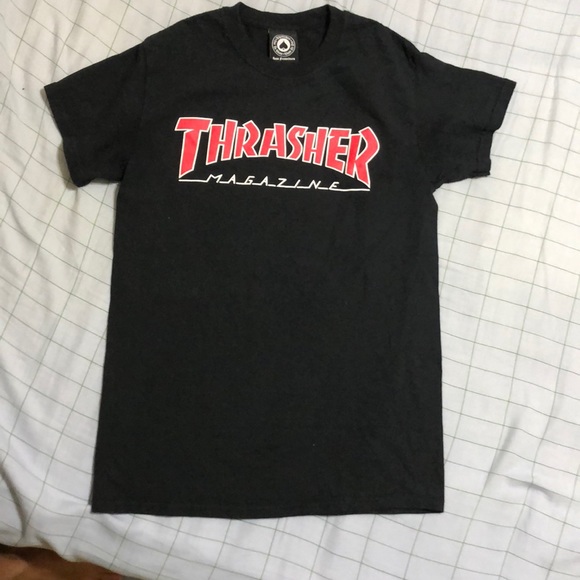thrasher shirt red and black